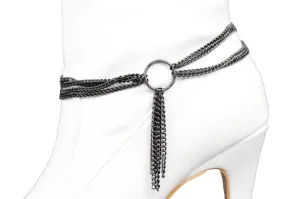 Black Metal Boot Chain Bracelet Luck Spades Vegas Anklet Shoe Band Accessories