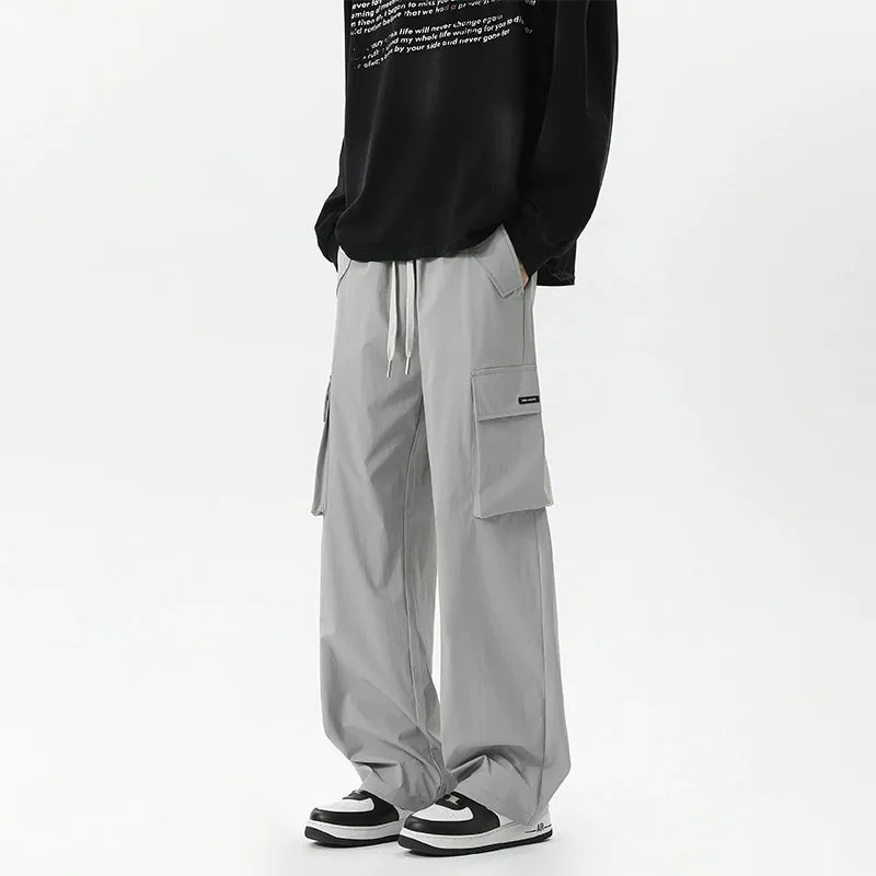 Casual Wide-Leg Cargo Stretch Pants