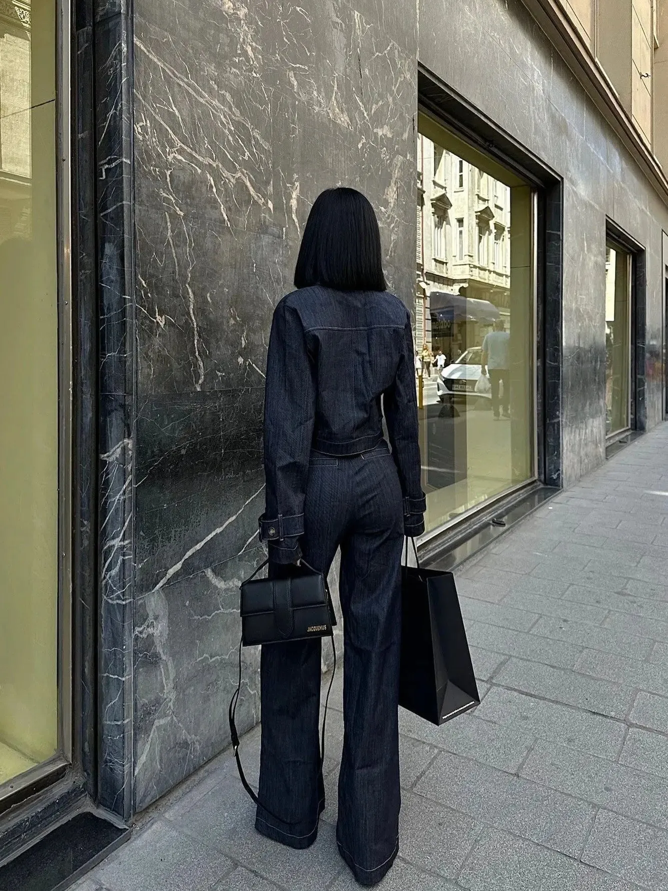 Denim Jacket  High-Waisted Pants Suit - Casual Chic Outfit
