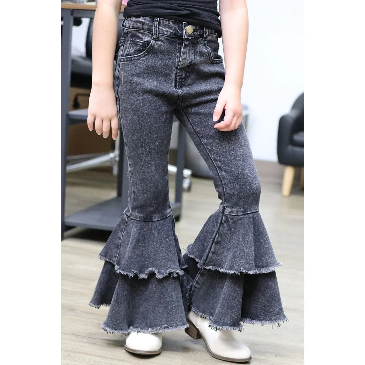 Double Layer Denim Bell Pants.