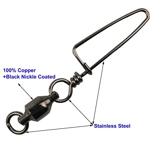 Easy Catch 10, 30 Pack High-Strength Fishing Ball Bearing Swivel with Coastlock Snap, Strong Welded Ring for Saltwater Fishing-18Lb to 350Lb (100% Copper Stainless Steel) (Size 2 2 (45lb) 30Pack)