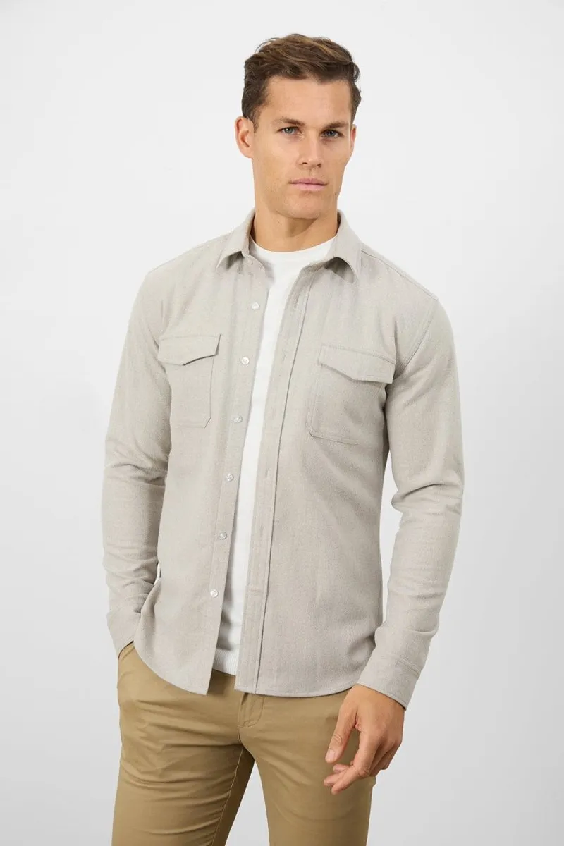 Flannel Overshirt in Sand