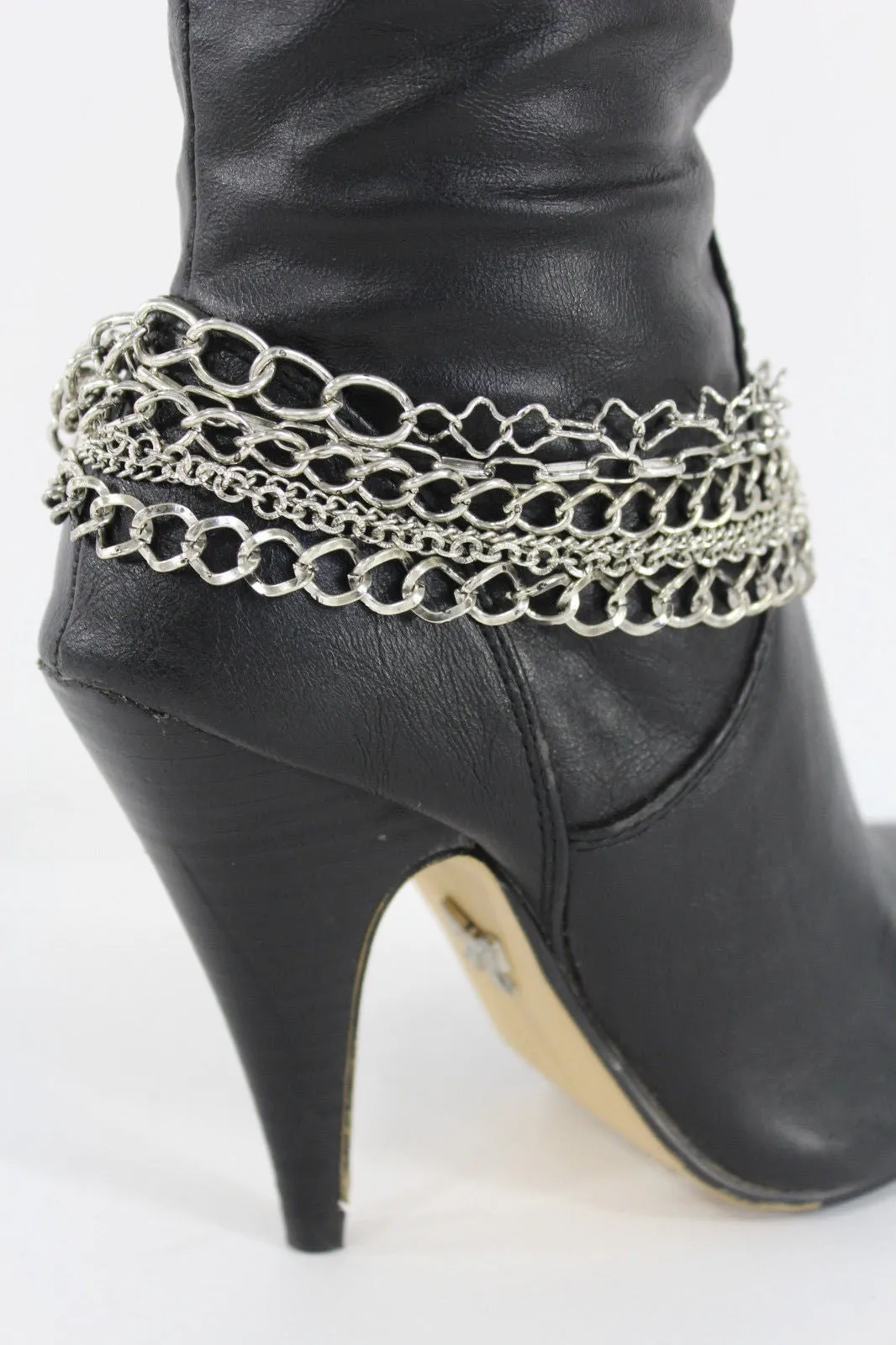 Gold / Silver Metal Wide Boot Chain Bracelet Anklet Link Shoe Charm Jewelry