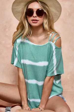 Hazel Blues® |  BiBi Tie-Dye Asymmetrical Neck Short Sleeve T-Shirt