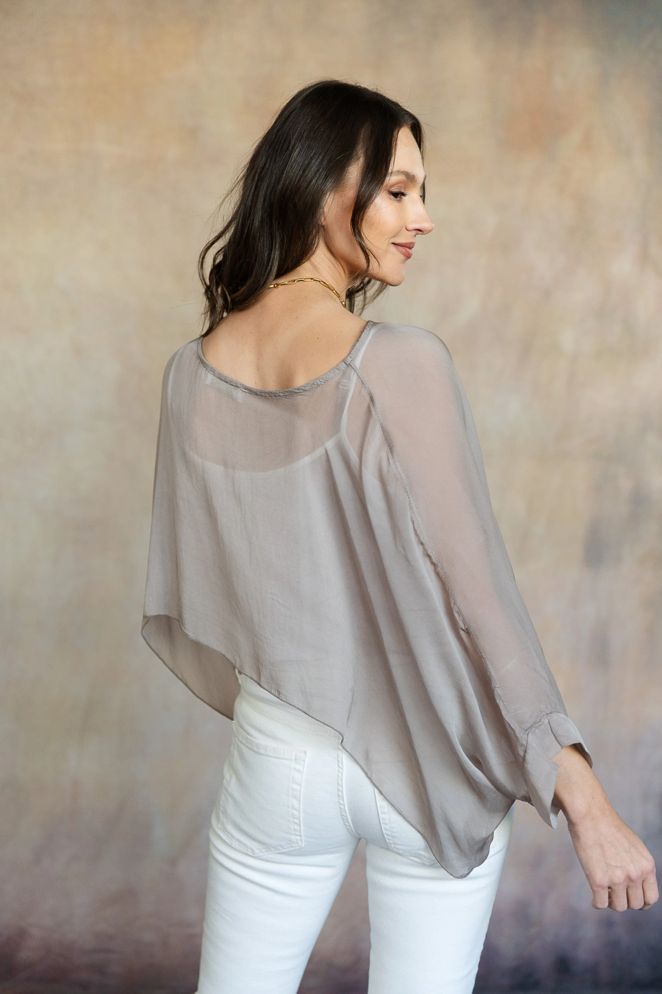 Mona Silk Topper (Taupe)