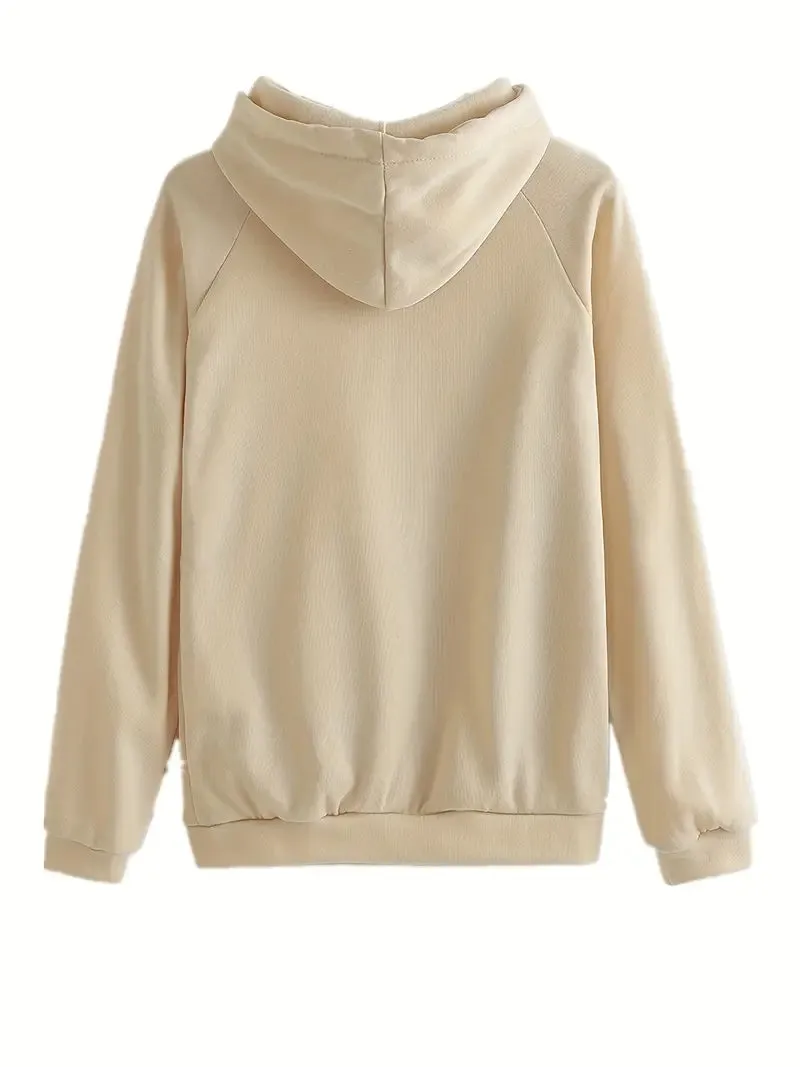 NEW Casual Solid Two-piece Set, Kangaroo Pocket Hoodie & Drawstring Pants Outfits, Women's Clothing, Khaki Sz XXL, Fits like an XL