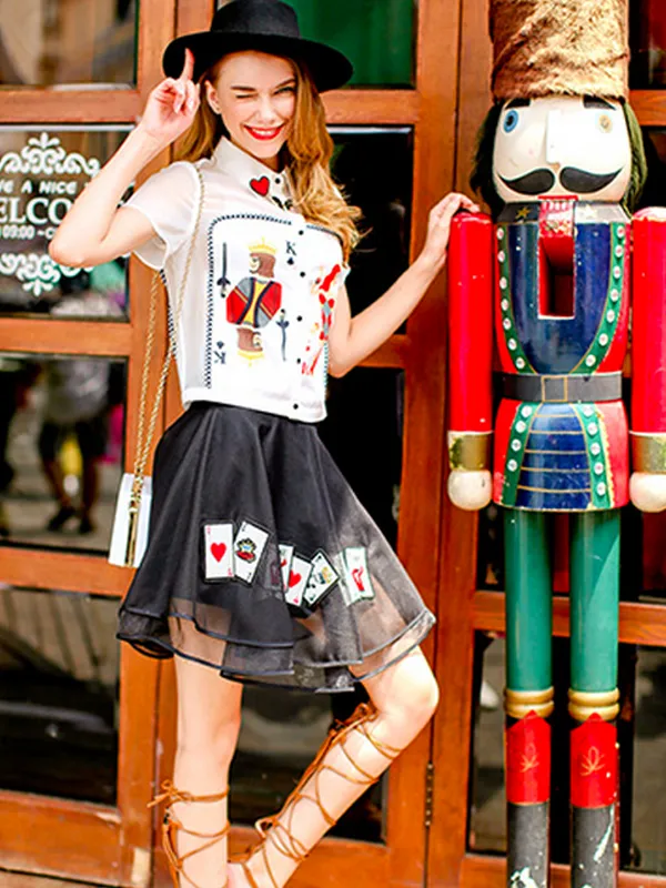 poker cards sheer skirt