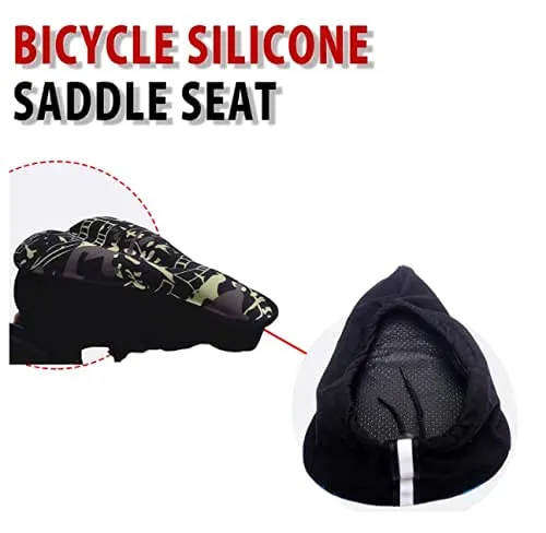 ReenSham Silicone Green Camouflage Bicycle Saddle Seat and Cycling Cushion Pad Gel Cover