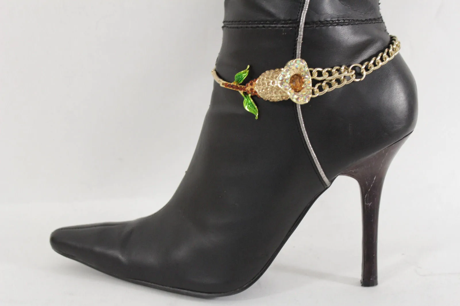 Rhinestone Lily Flower Boot Chain