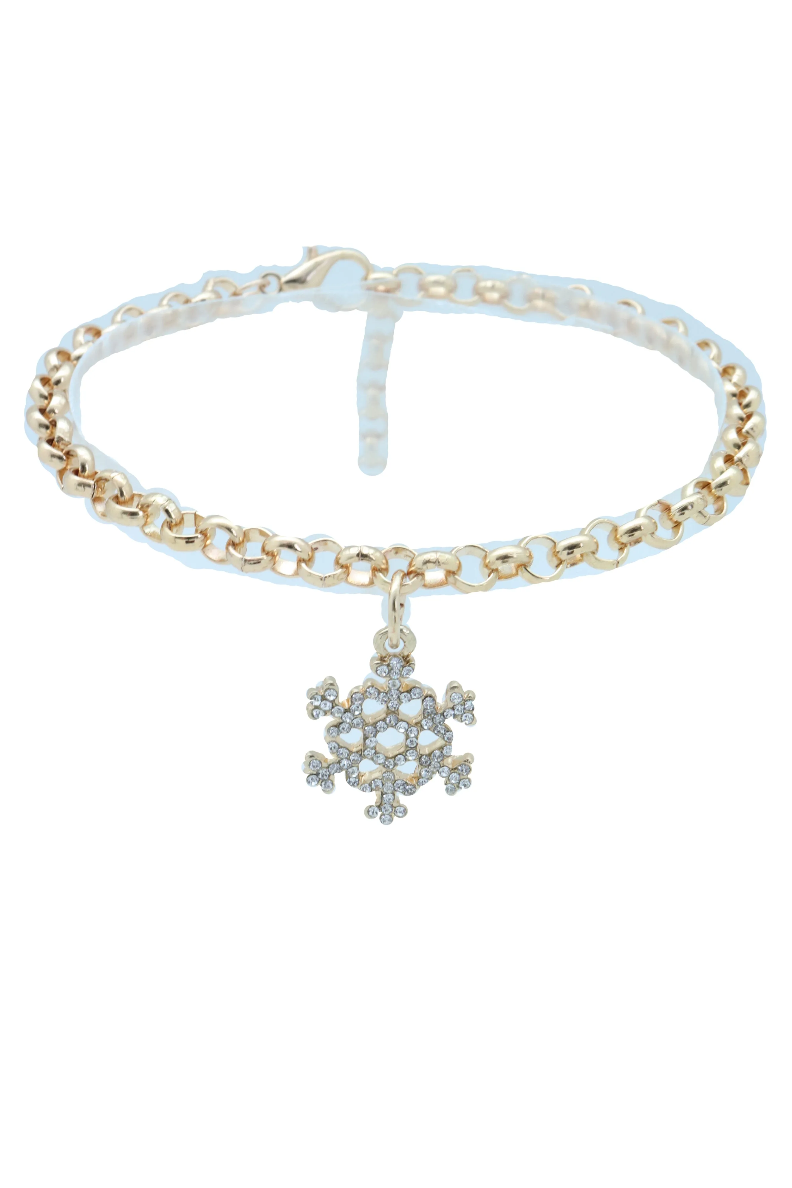 Rhinestone Snowflake Charm Boot Chain