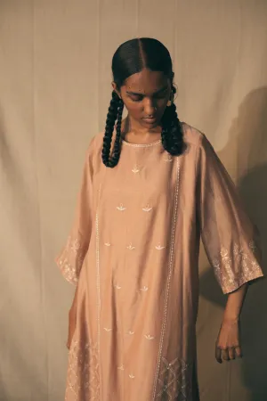 Sarang Kaur Dovercourt Salmon on Salmon Kurta Pant Set Chanderi silk Ektaar SK01087