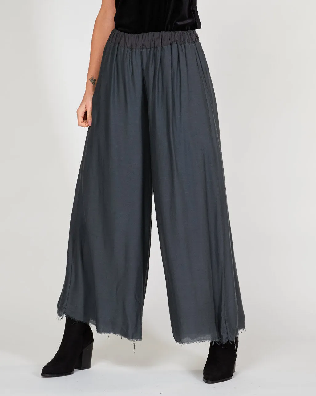 Silky Raw Hem Palazzo Pant