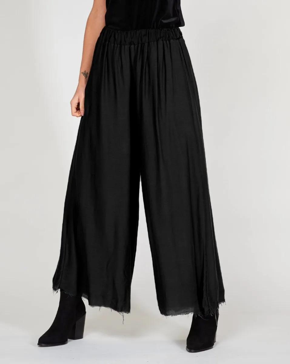Silky Raw Hem Palazzo Pant