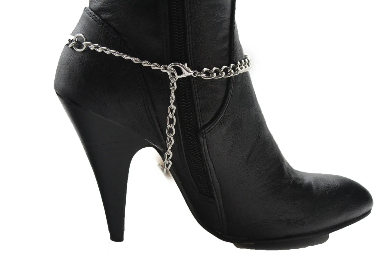 Silver Metal Boot Chain Bracelet Multi Gun Bullets Anklet Shoe Charm Jewelry