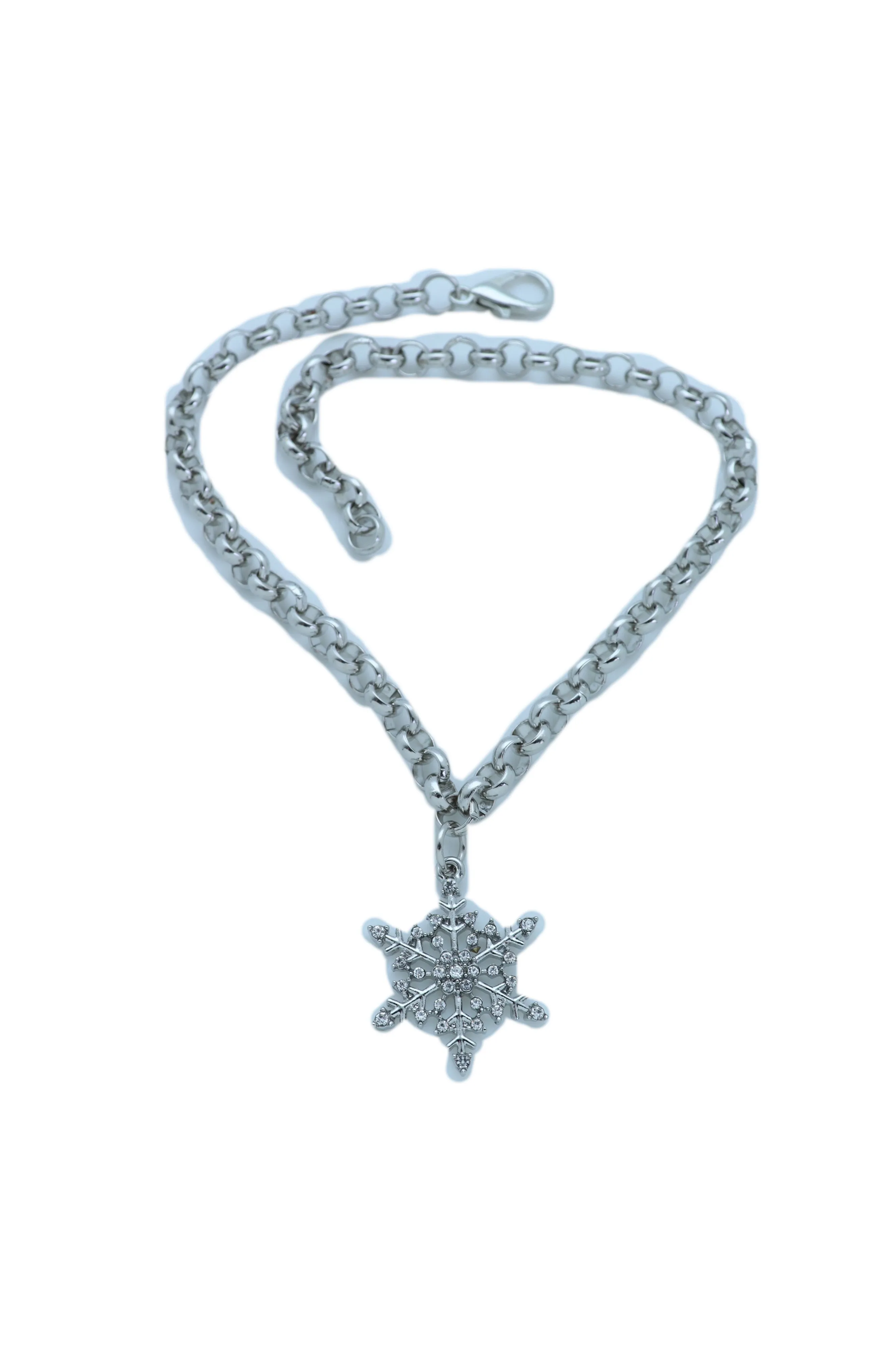 Silver Metal Chain Boot Bracelet Shoe Winter Snowflake Bling Charm Anklet