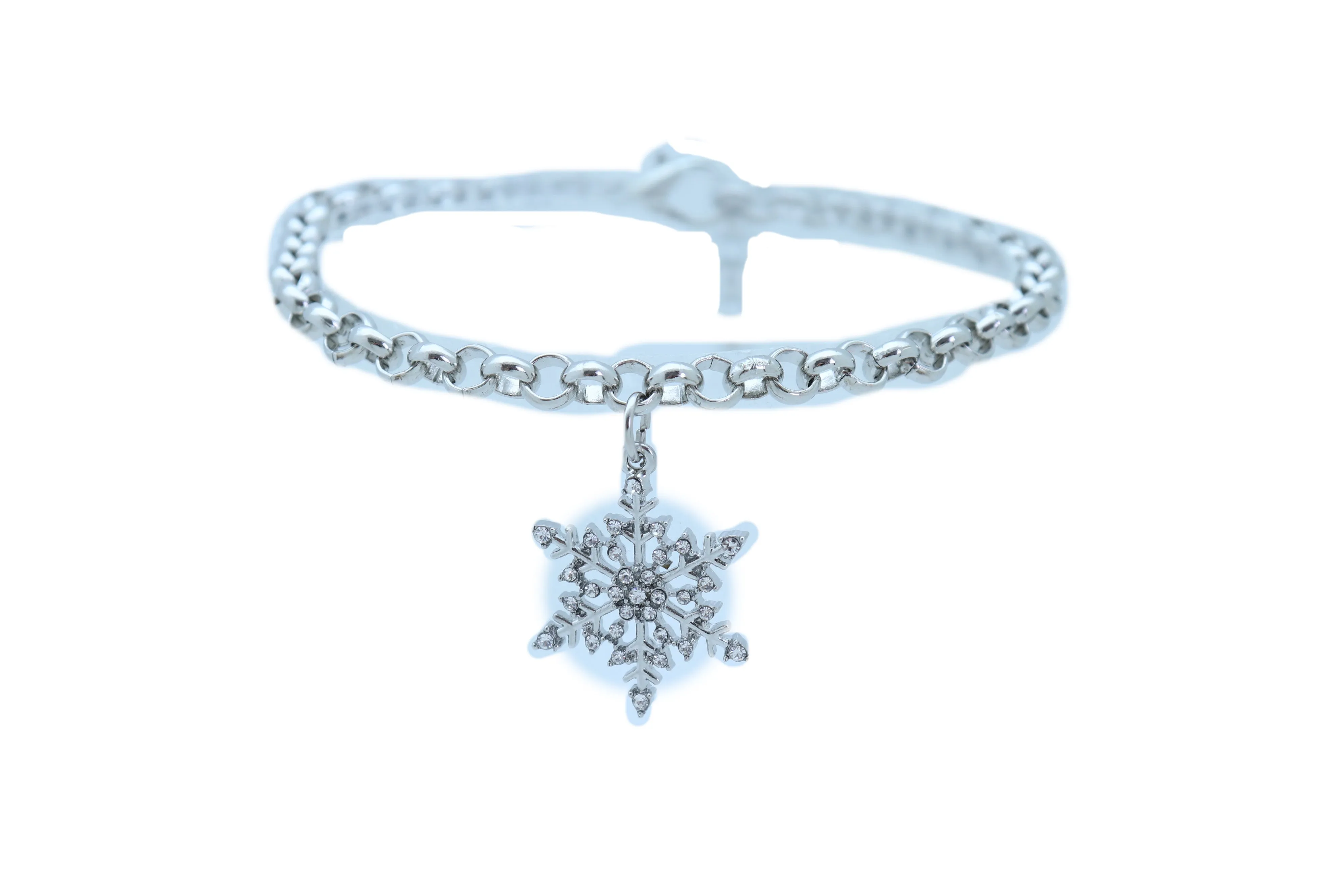 Silver Metal Chain Boot Bracelet Shoe Winter Snowflake Bling Charm Anklet