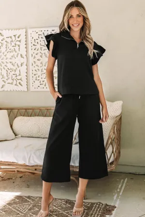 Sleeve Top Wide Leg Pants Set