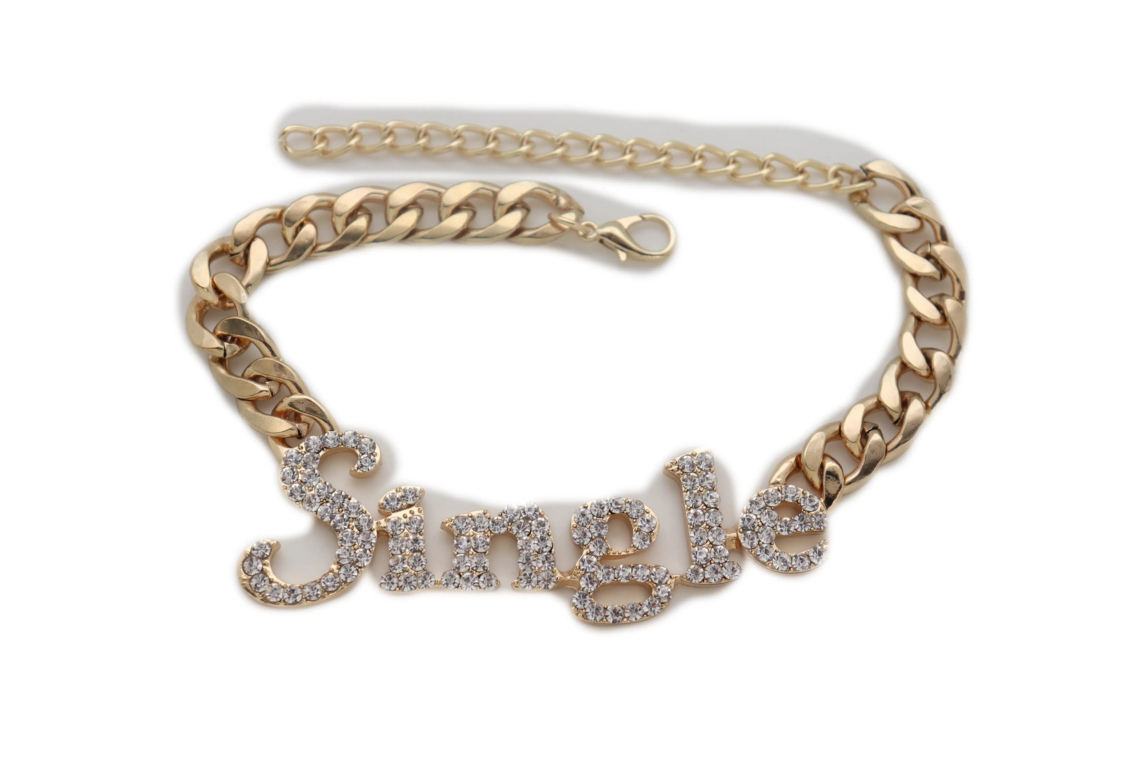 Women Gold Metal Boot Chain Bracelet Anklet Heel Shoe SINGLE Charm Bling Jewelry Fancy Dressy Look