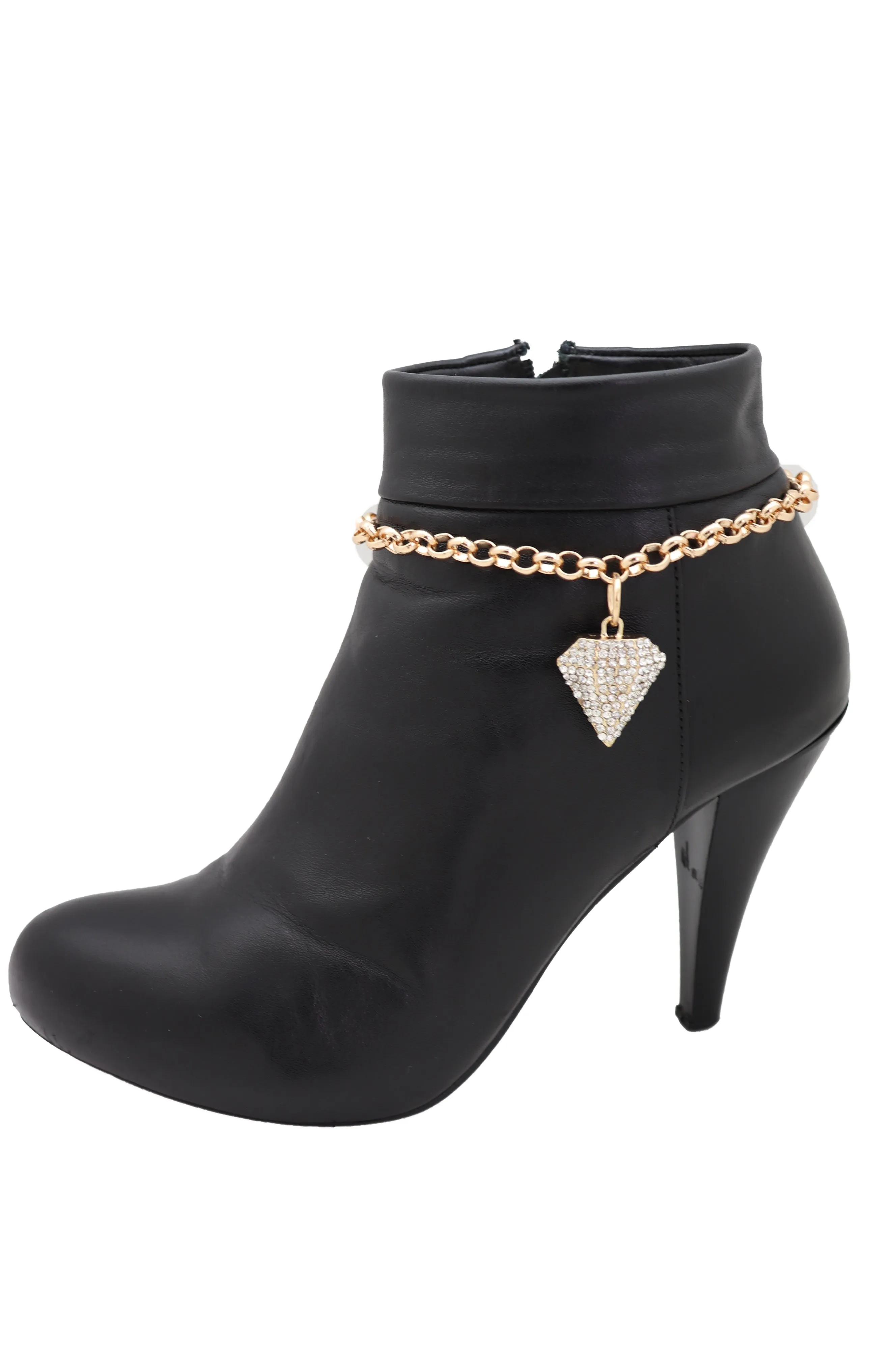 Women Gold Metal Chain Boot Bracelet Wrap Around Shoe Long Fringes