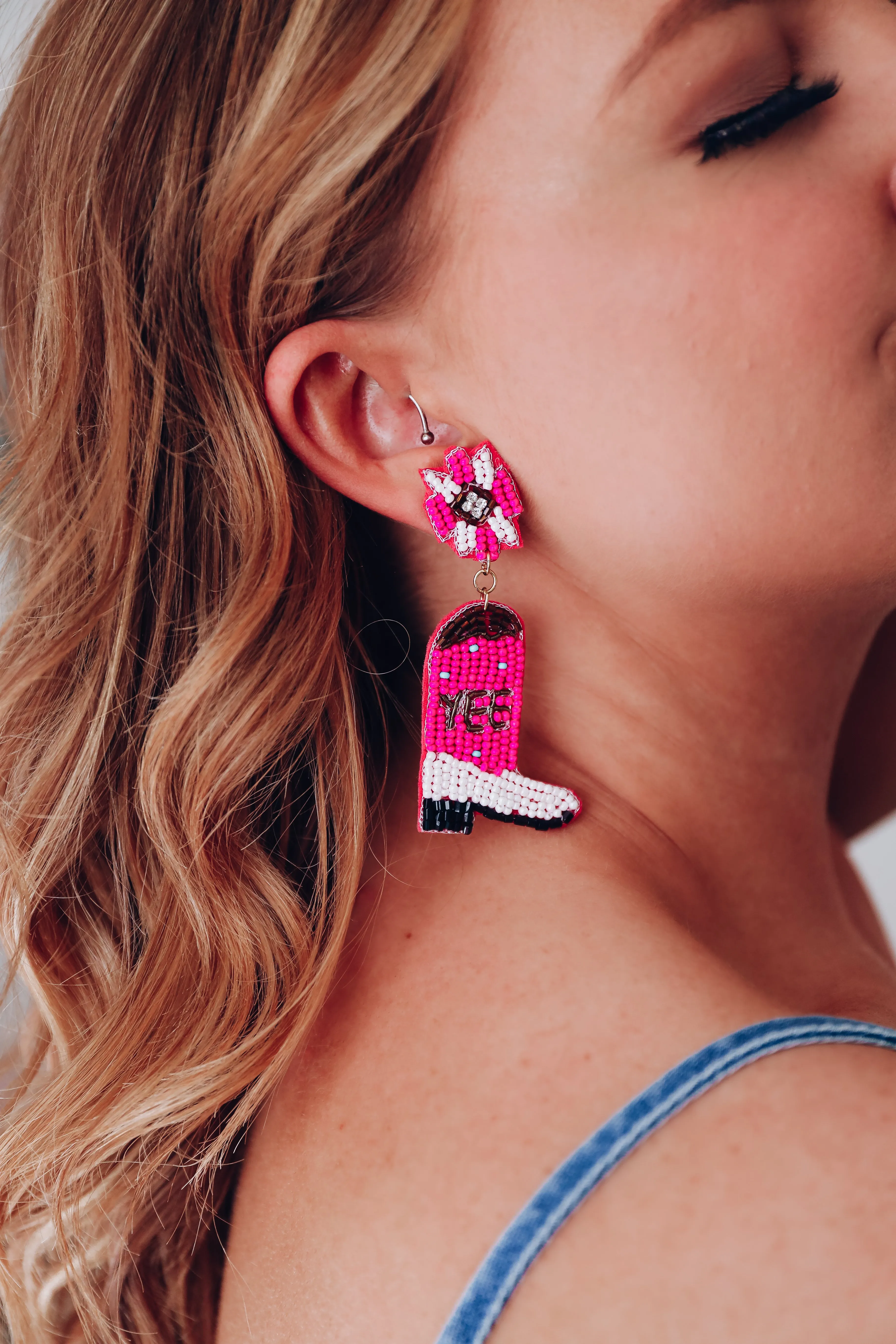 Yee Haw Beaded Cowboy Boot Earrings By Treasure Jewels